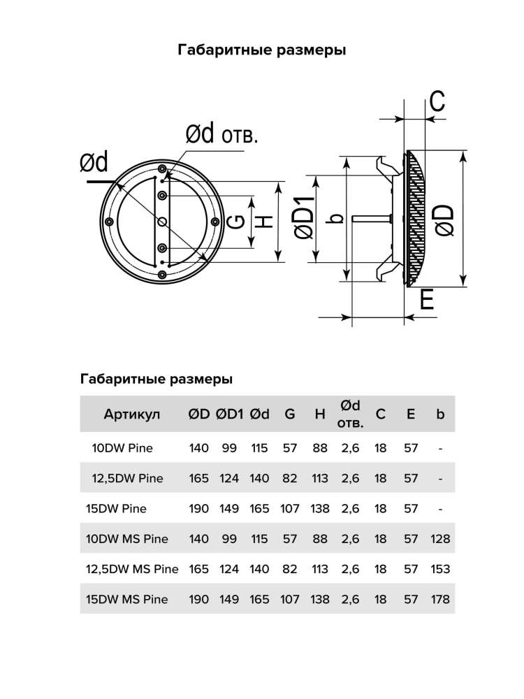 Анемостат DW металлический фланец D100 распорки D140 сосна ERA