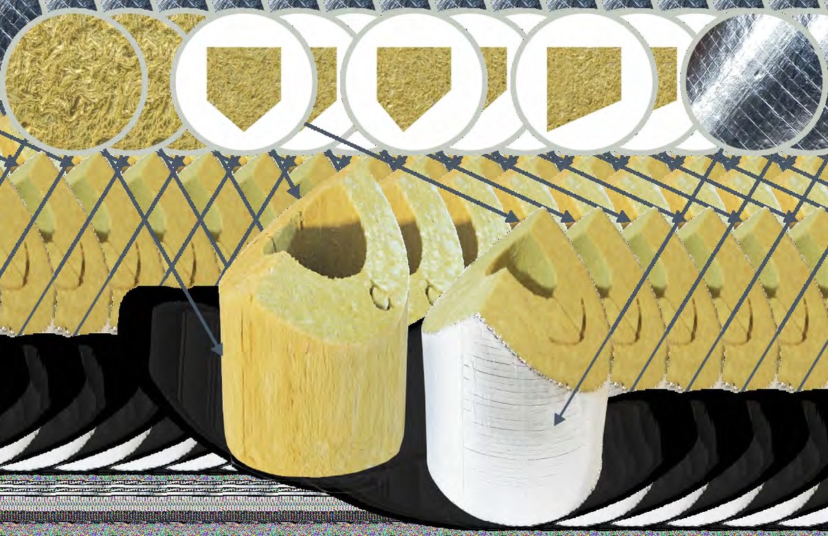 Врезки теплоизоляционные PIPEWOOL 80 Alu, кашированные алюминиевой фольгой, Ø18–1020 мм